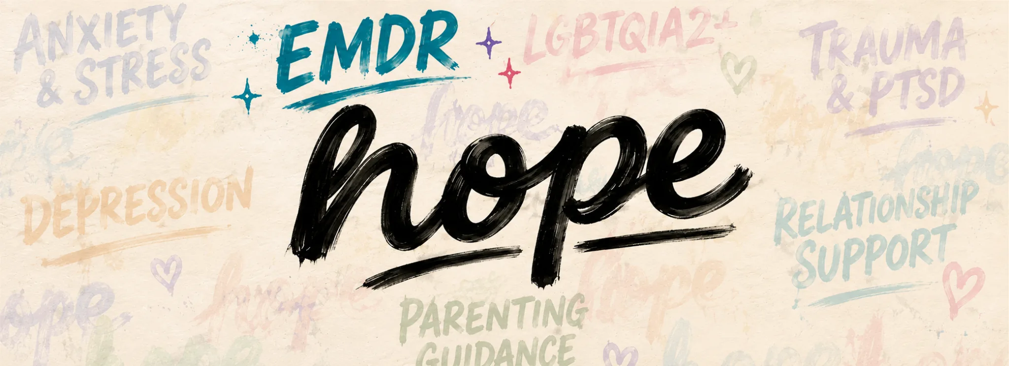 HOPE mural highlighting EMDR in teal