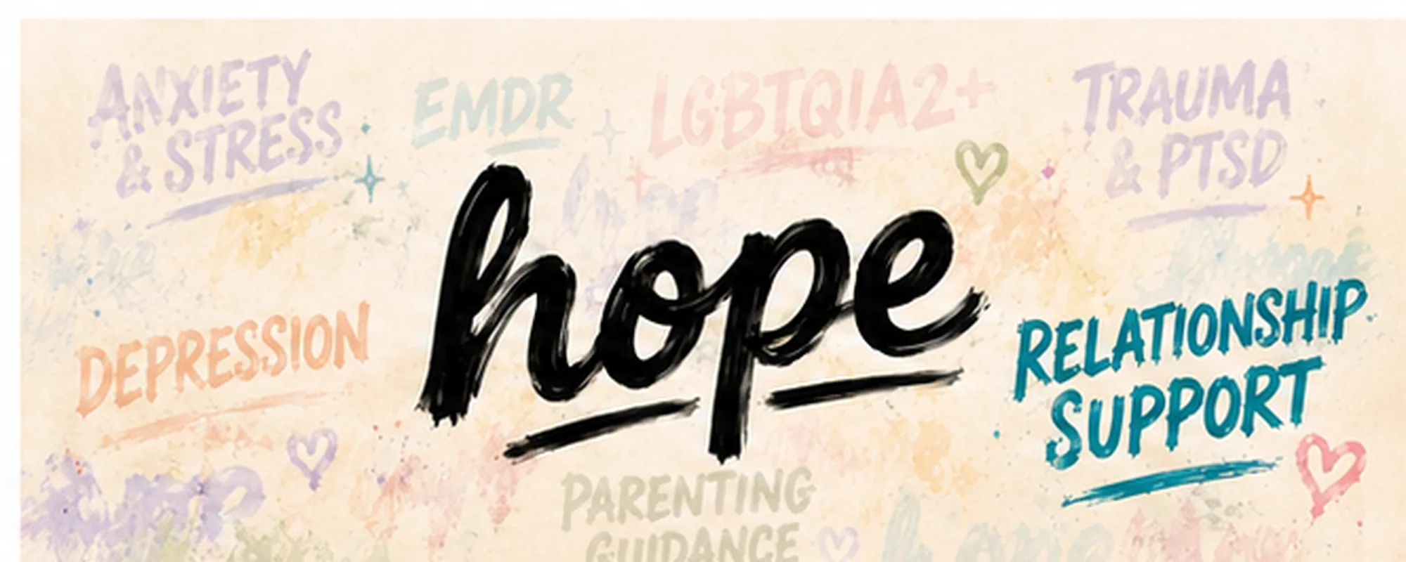 HOPE mural highlighting Relationship Support in teal